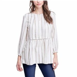 FEVER NWT 3/4 Sleeve Relaxed Fit Peasant Boho Tunic Top, Size Medium